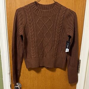 Derek Heart Brown Cable Knit Sweater